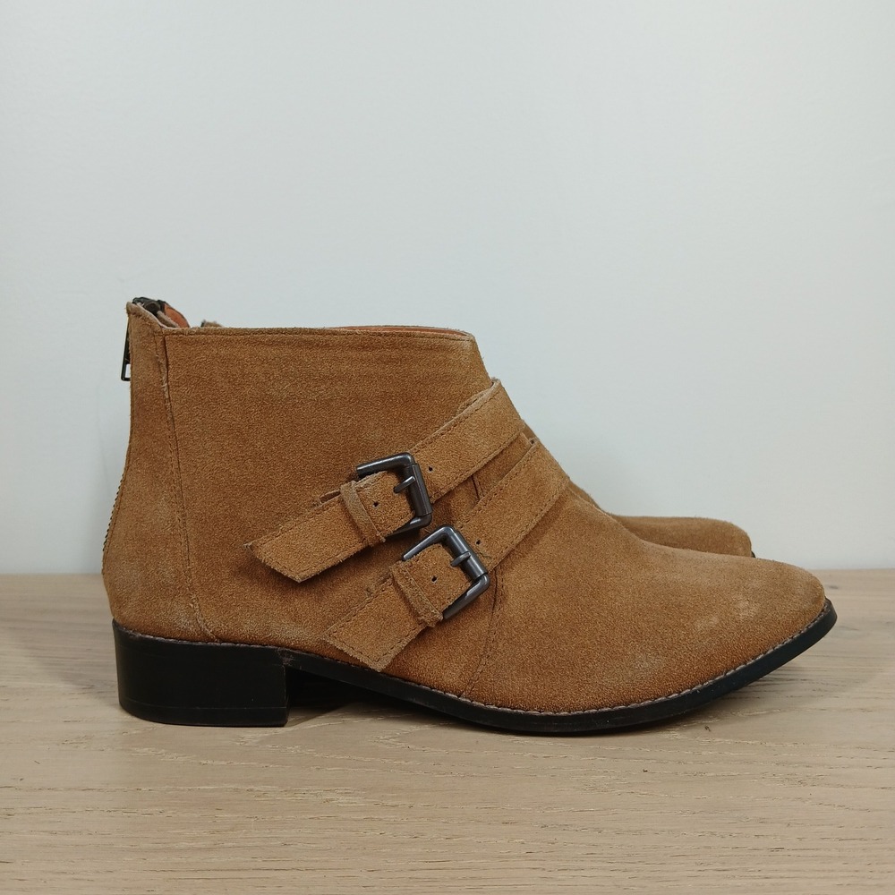 Eight Second Angel Boots Women 10 Brown Leather Buckle Strap Ankle Moto - Picture 6 of 11